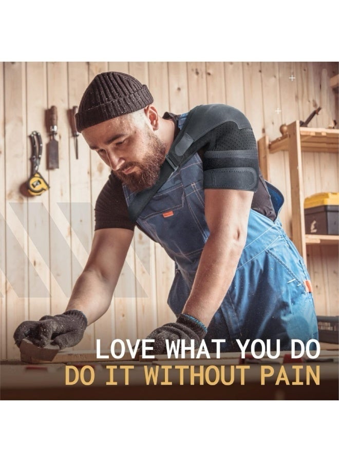 دعامة للكتف لعلاج تمزق الكفة المدورة للرجال والنساء - دعم وتخفيف الألم (أسود) - Image 2